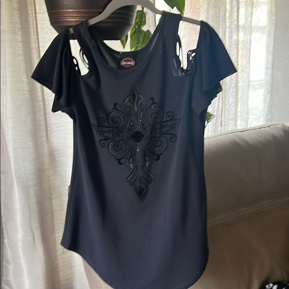 Harley Davidson Black Design with sequence top